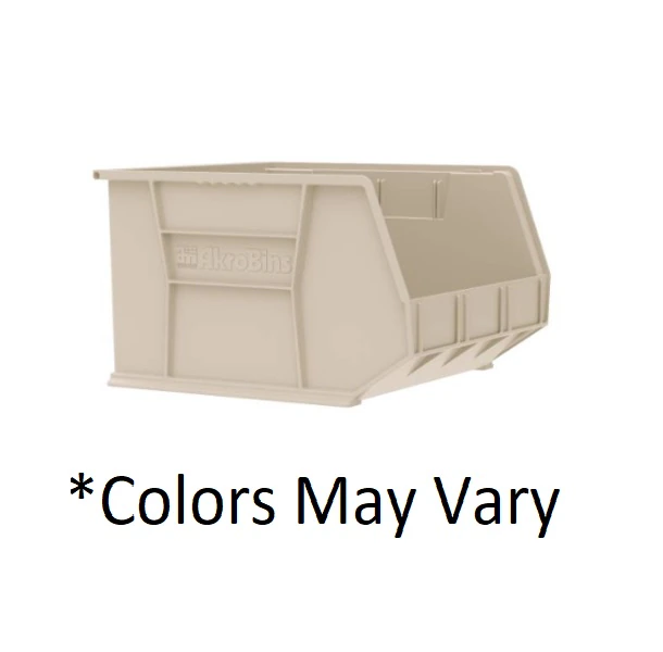 Akro-Mils AkroBins Stackable Storage Bin, Stone, Polypropylene, 18 x 16.5 x 11 in, 3/Case