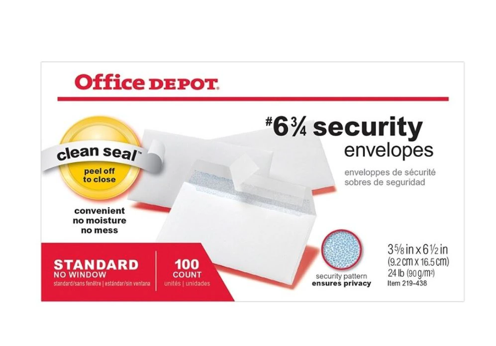Swinton Trading Clean Seal Security Envelope #6, 3.625 x 6.5 in, White, 100/Box