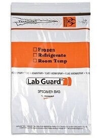 Lab Guard TearZone Specimen Transport Bag, 6" x 9", Clear Plastic, with Document Pouch, 1000/Case