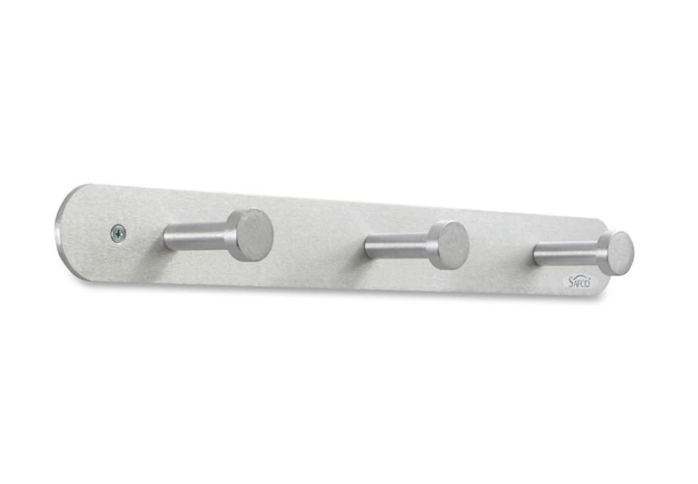 Safco Rounded Design Coat Hooks, 3-Hook, 2 5/8" x 18" x 2", Silver