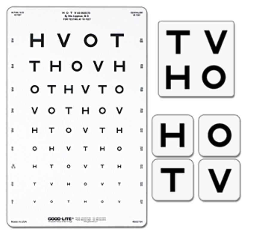 Good-Lite Chart Distance HOTV Wide-Space Eye Chart, 10' Testing Distance