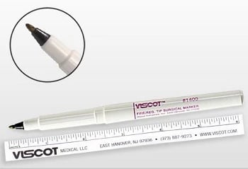 Viscot Skin Marker, Fine/Regular Tip, Violet, Sterile, with Ruler