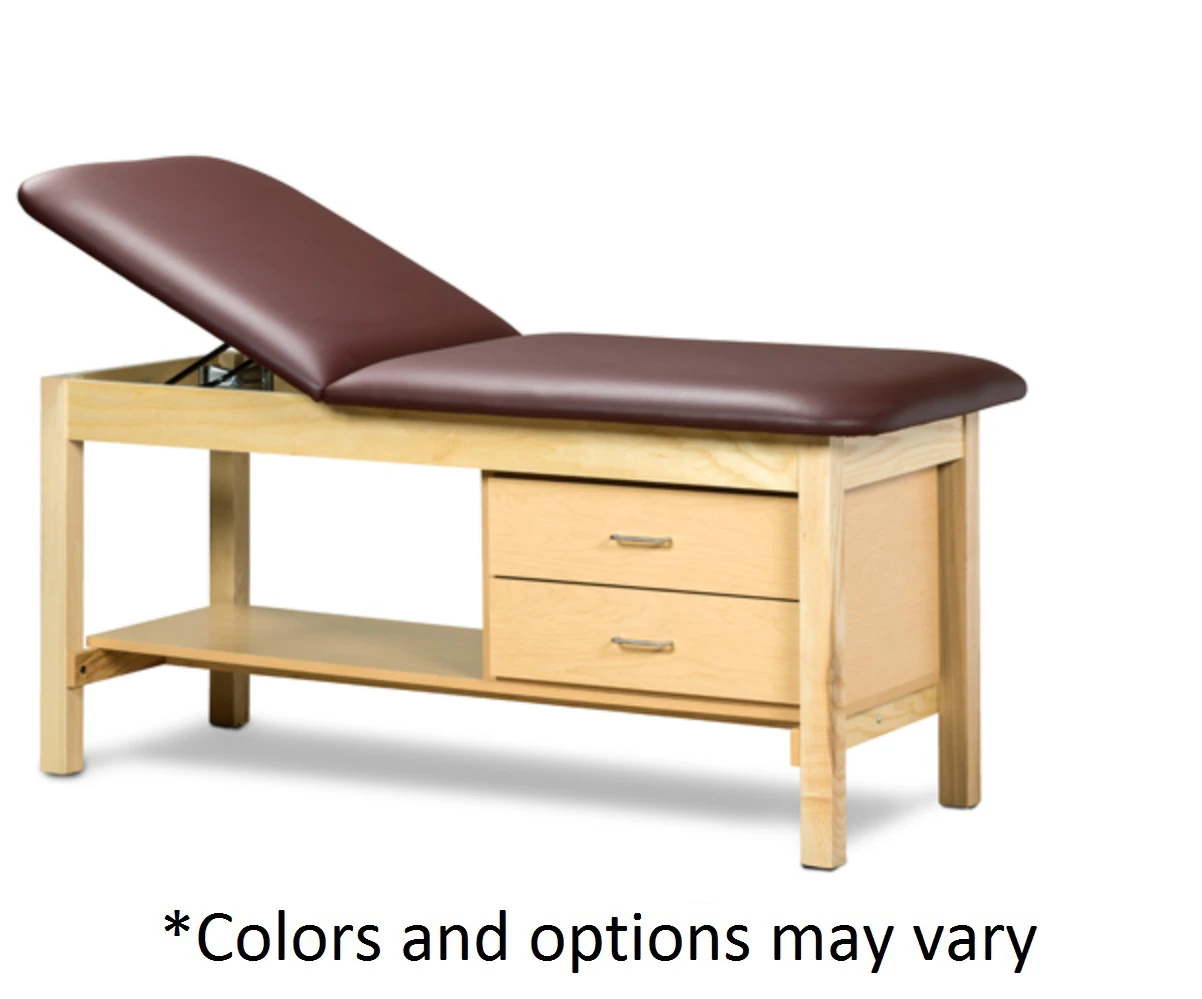 Clinton Industries ETA Classic Treatment Table with Drawer and Adjustable Back, 400 lb Capacity