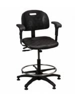 Brewer Task Series Task Chair, 5-Caster, Cloth Gray, with Backrest and Footring