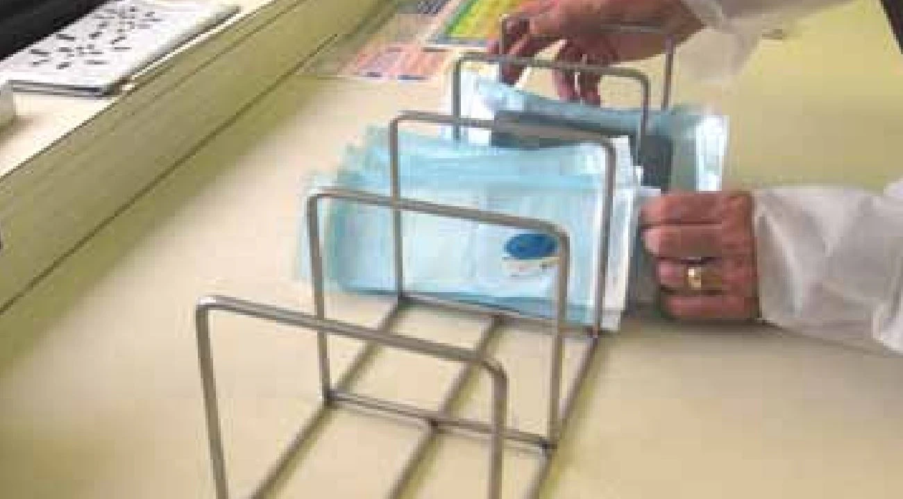 Steriking Pouch Rack, Stainless Steel, 8-Slot, 20x6x6", Reusable, Silver