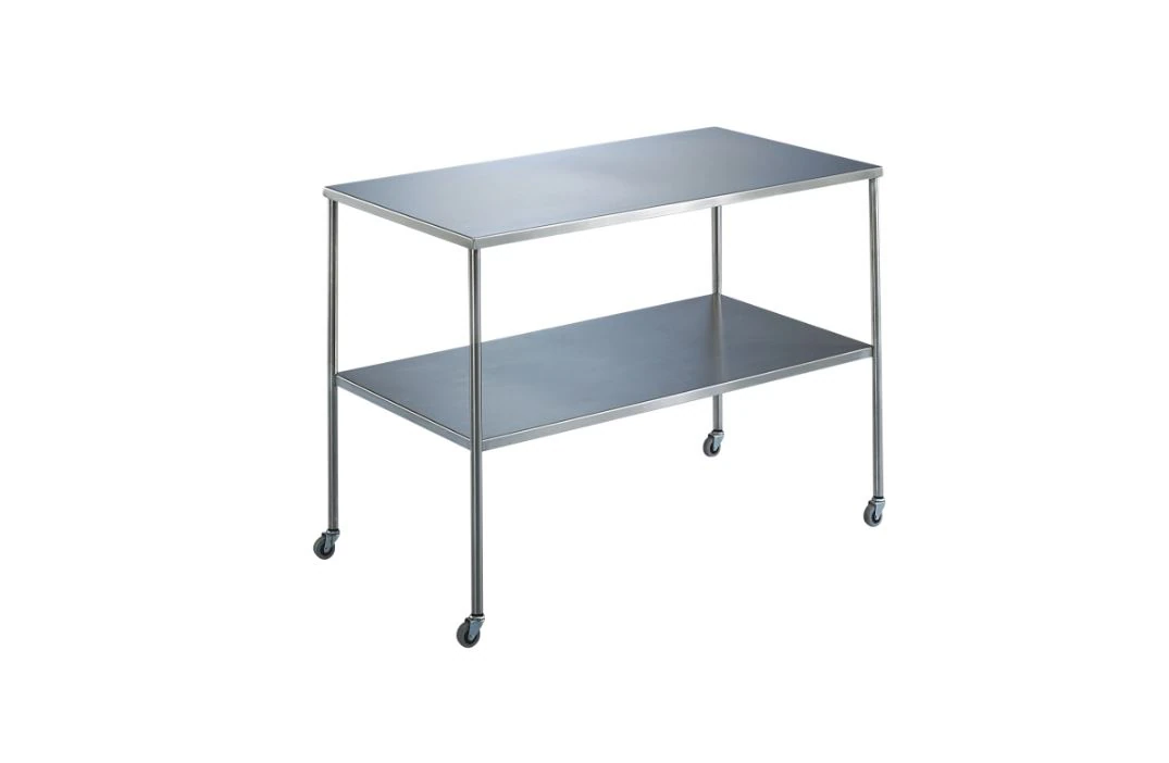 Blickman Howard Instrument Table, 36"W x 20"D x 34"H, Stainless Steel, with 3" Casters