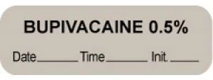 Precision Dynamics Anesthesia Bupivacaine Labels, 1.5" x 0.5", Gray, 1000/Roll