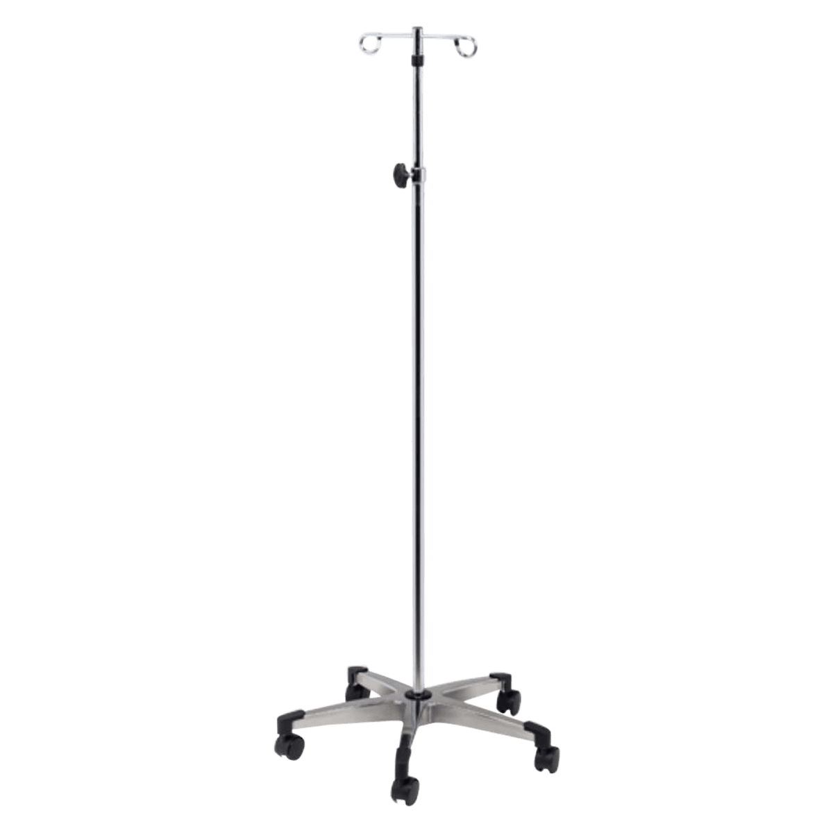Clinton Industries IV Pole, 2-Hook, 5-Leg Aluminum, 50-90" Adjustable Height