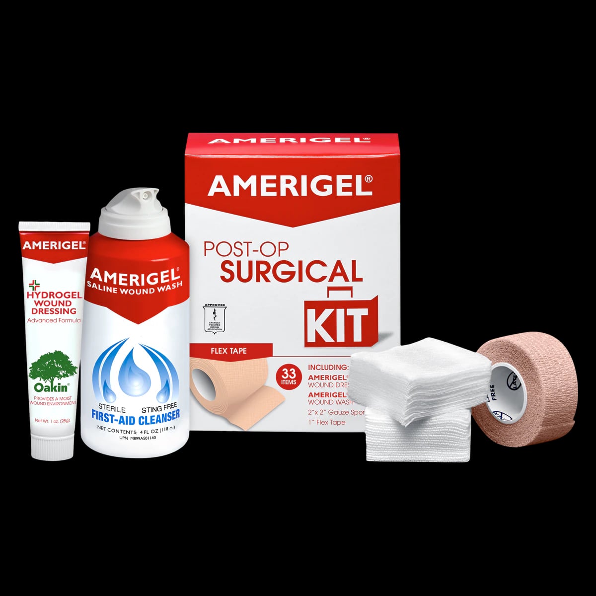 Amerigel Post-Op Wound Care Kit, 1" x 5 yd, Assorted