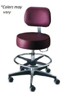 Brewer Century Series Exam Stool, Adjustable Height, 5-Caster Base, Backrest, Gunmetal, 250 lb Capacity