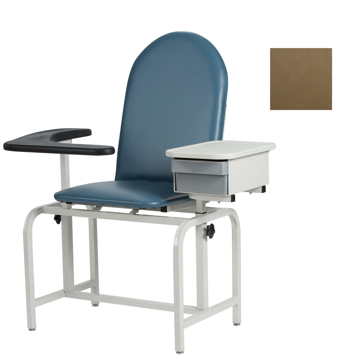 Winco Mfg Blood Draw Chair with Cabinet, Toffee/Steel, Each