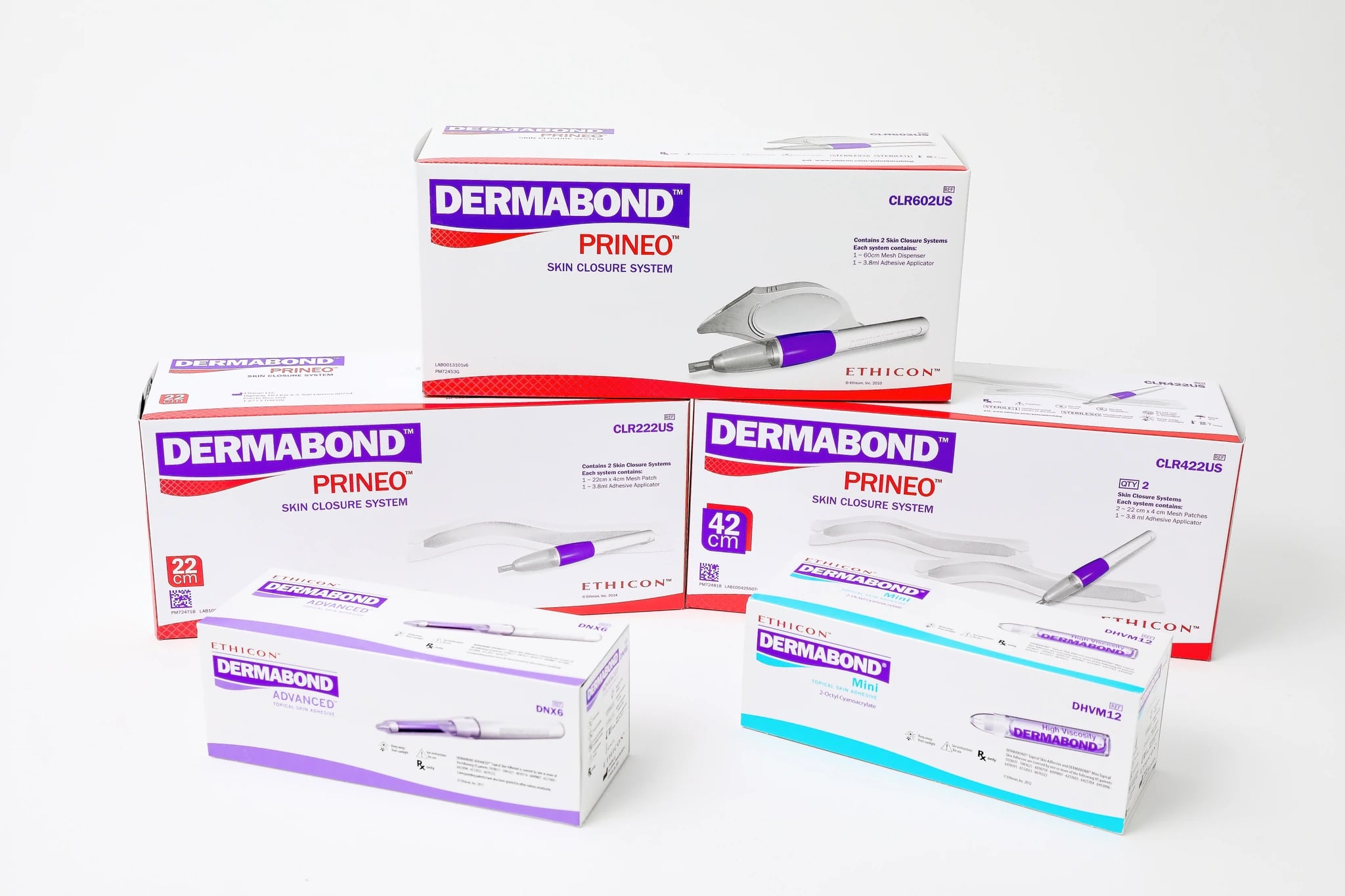 Dermabond Prineo Skin Closure System, 2-Octyl Cyanoacrylate/Mesh, 3.8mL, Violet, 2/Box