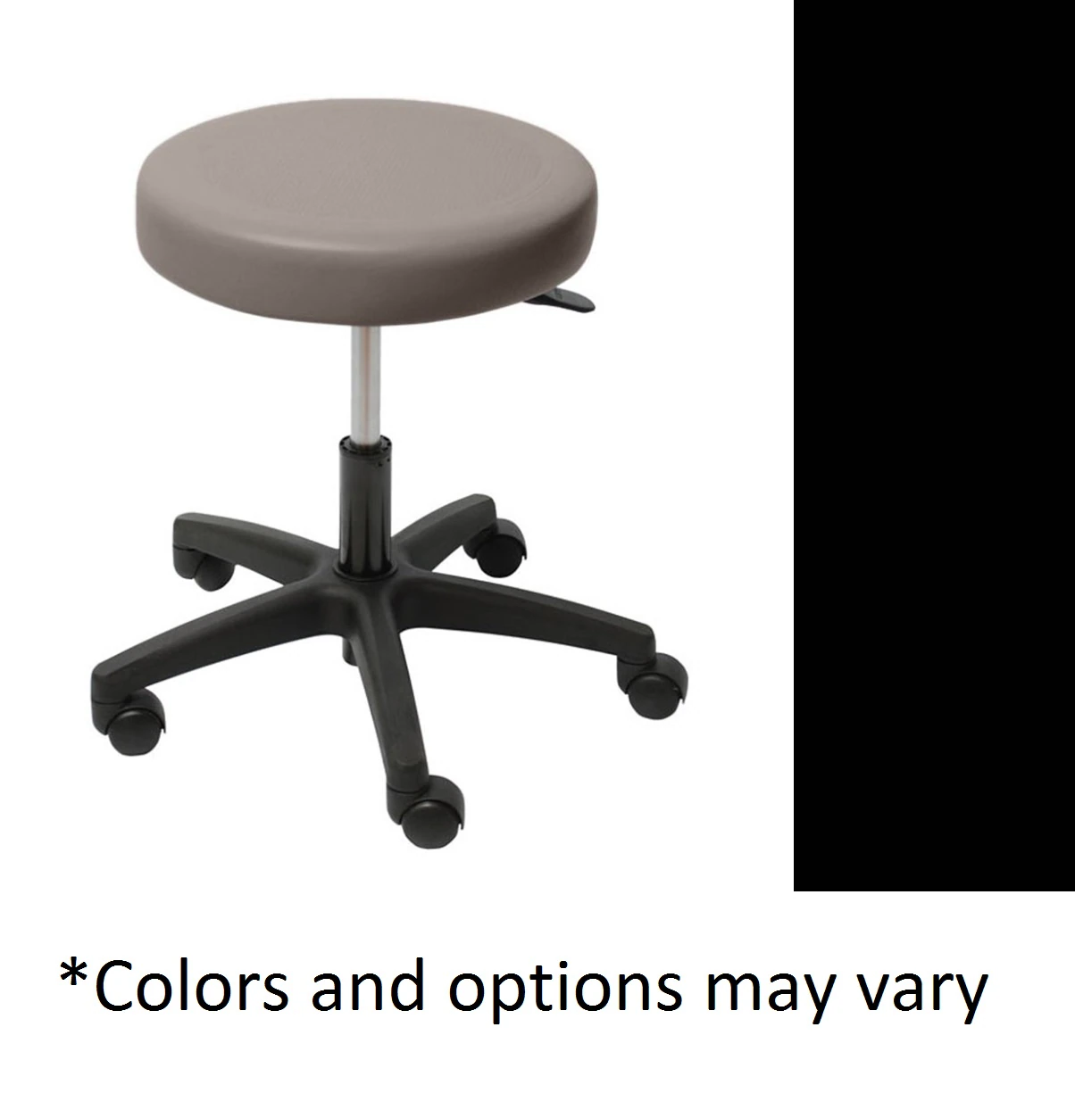 UMF Medical Ultra-Comfort Exam Stool, Airlift 5-Leg Caster, Onyx