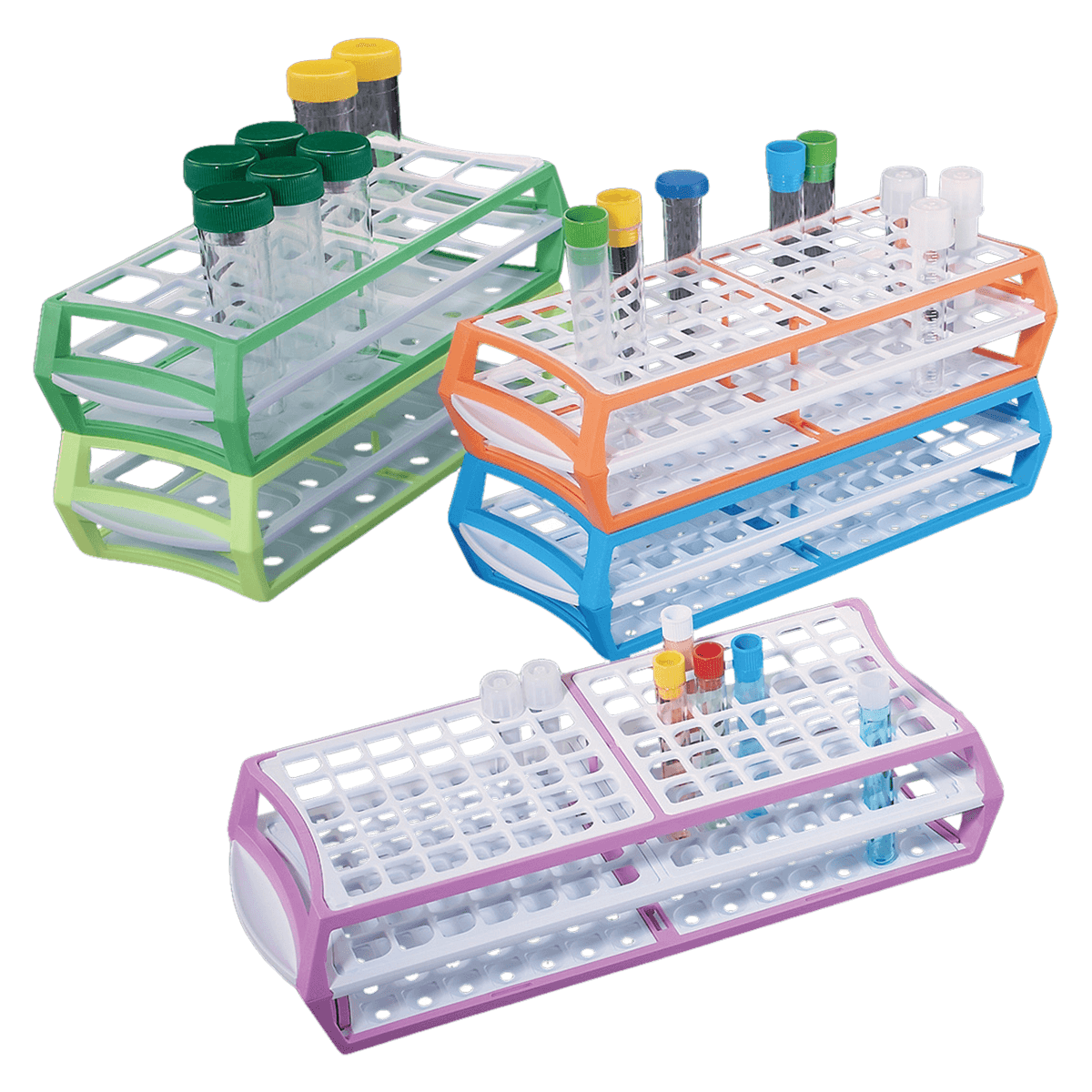 Simport Scientific MultiRack Test Tube Rack, Acetal Plastic, 18-Place, Blue, 10/Case
