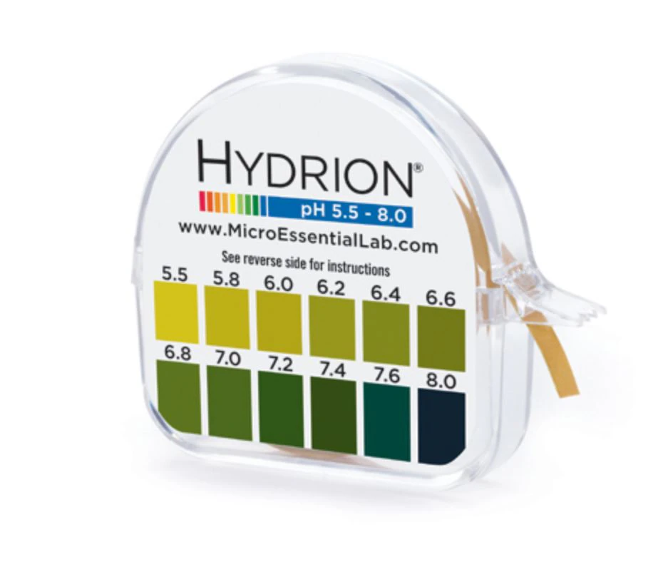 Hydrion pH Test Strips, Range 5.5-8, 10 Strips/Box