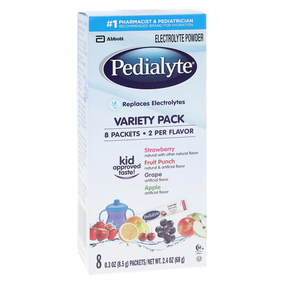 Pedialyte Electrolyte Powder Variety Pack, 0.3 oz Packets, 64/Case