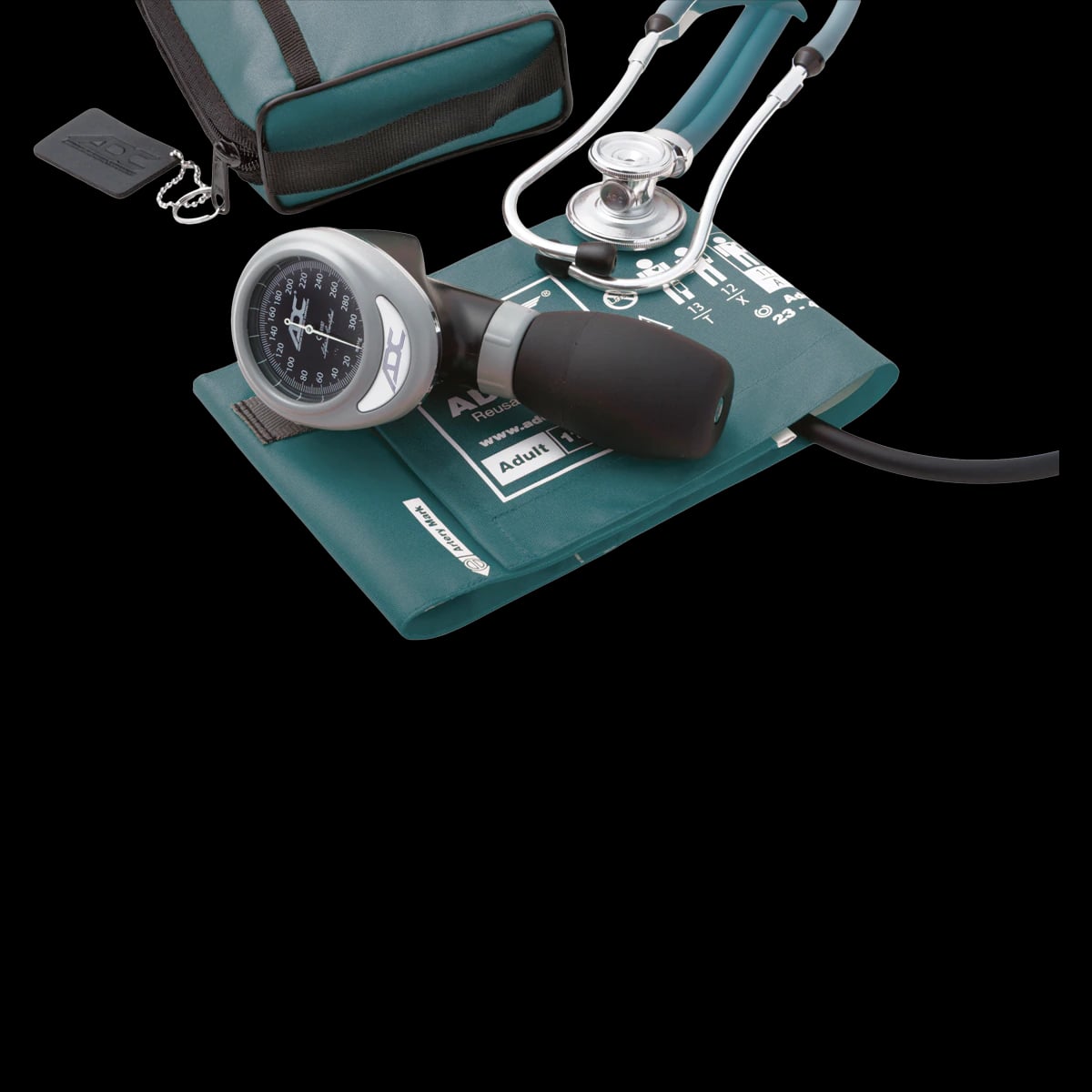 American Diagnostic Pro's Combo I Sprague Aneroid Sphygmomanometer & Stethoscope Kit, Adult, Teal, 2-Tube