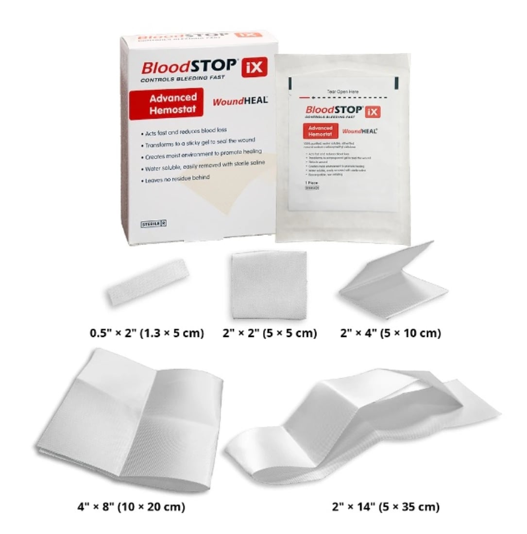 BloodStop Hemostatic Dressing, Sodium Carboxymethyl Cellulose, 2" x 14", Sterile, Adhesive