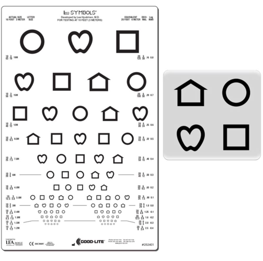 Good-Lite LEA Symbols Eye Chart, 10'/3m Testing Distance, Repetitive/Monocular Test