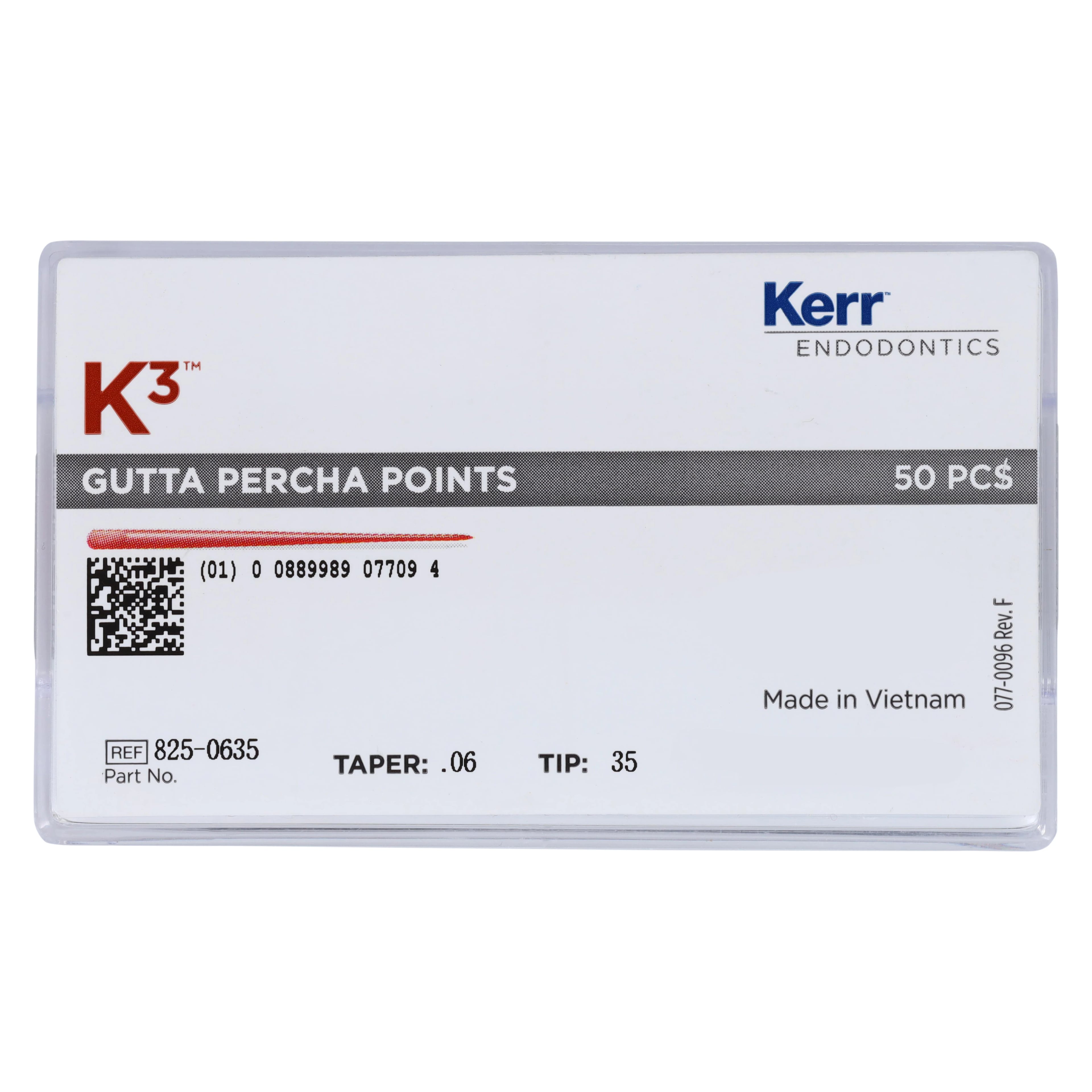 K3/K3XF Gutta-Percha Points, 0.06 Taper, Size 35, Green, 50/Pk, 825-0635