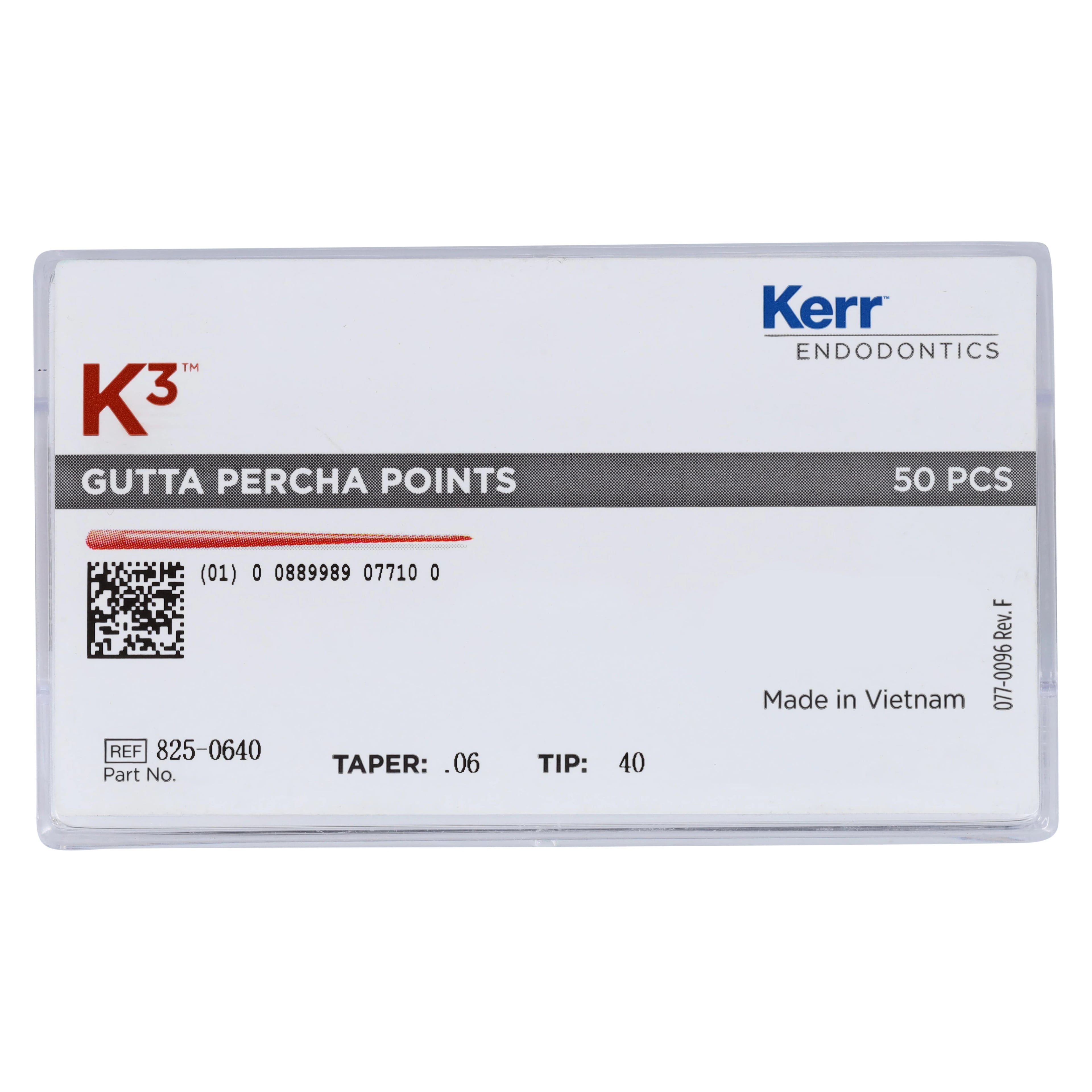 K3/K3XF Gutta Percha Points, 0.06 Taper, #40, Black, 50/Pk, 825-0640