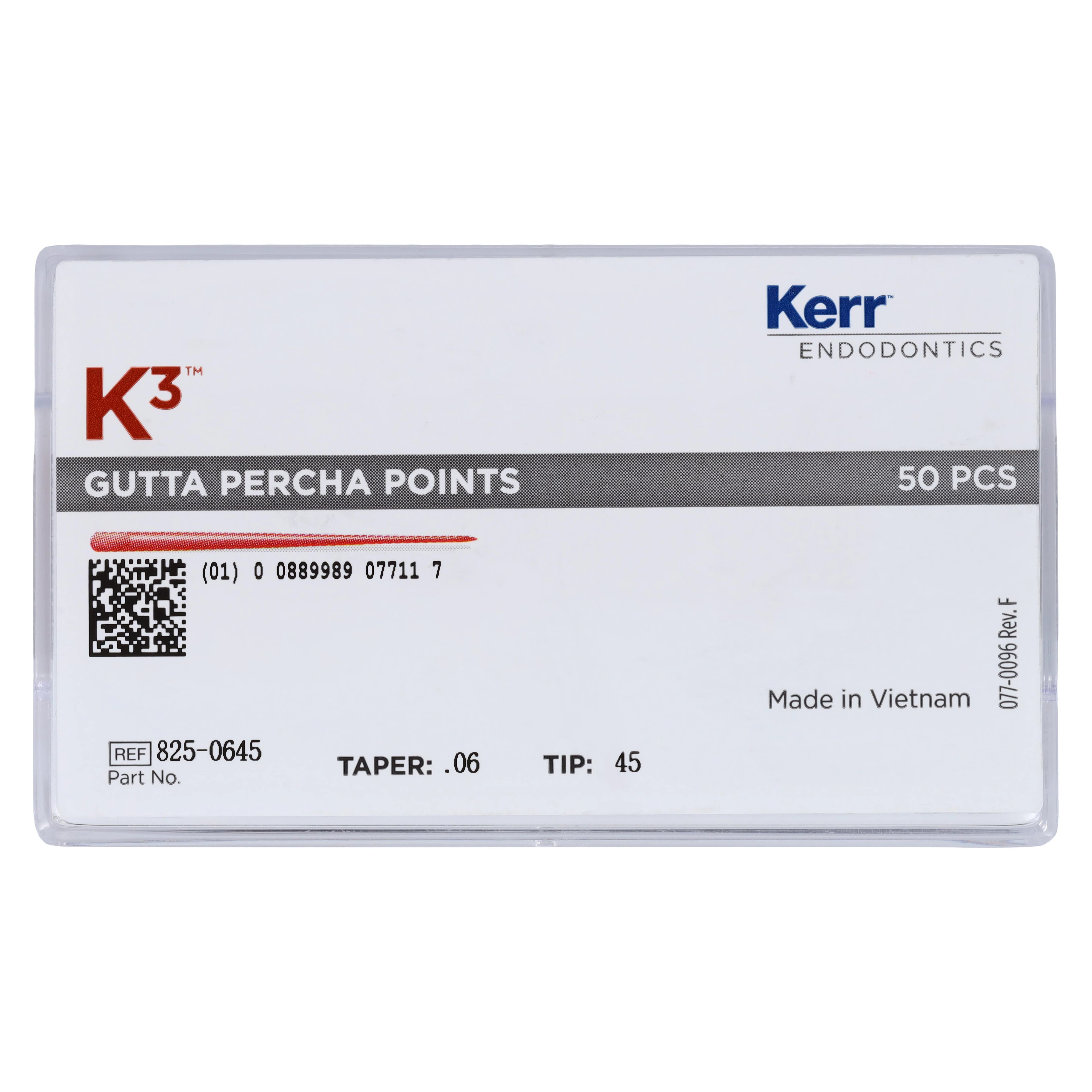 K3/K3XF Gutta-Percha Points, 0.06 Taper, Size #45, White, 50/Pk, 825-0645