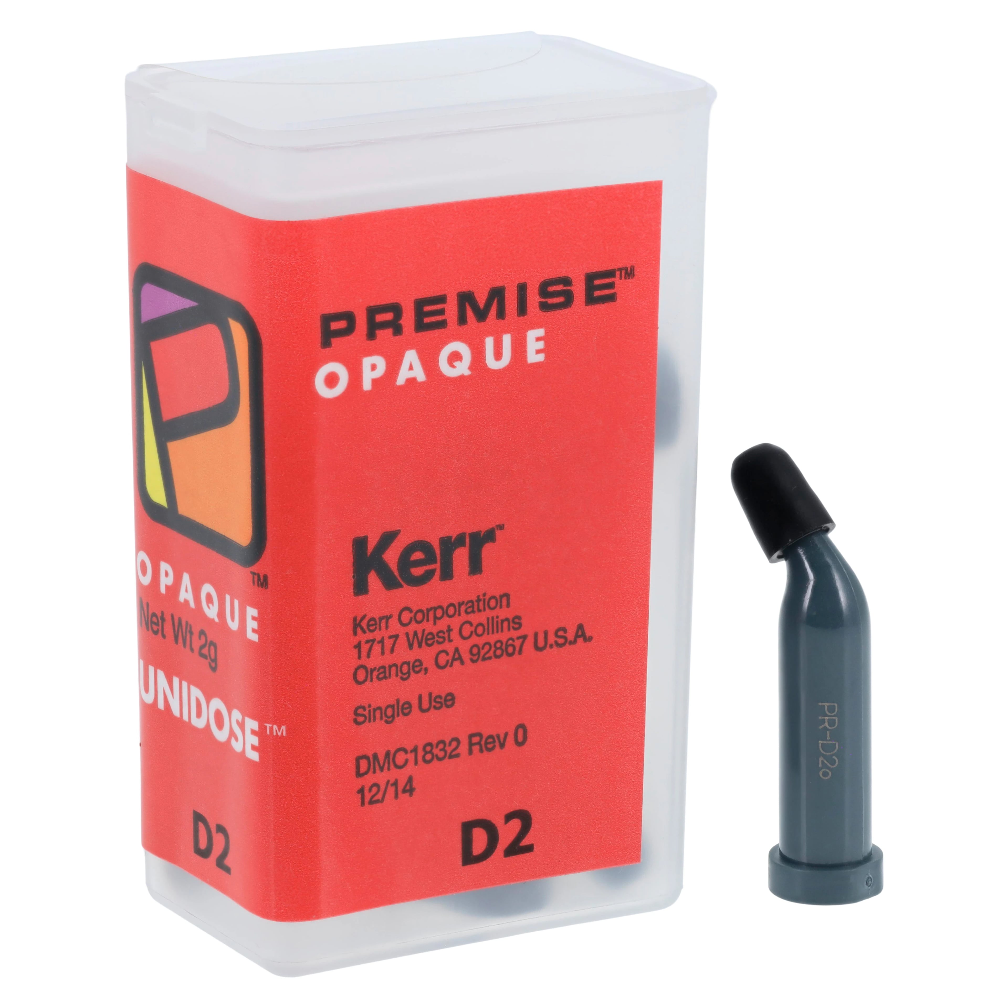 Kerr Premise Universal Nanofilled Composite Restorative, Unidose Refill, Opaque Shade D2, 0.2 g per Tip, 20 Tips/Box, #32675