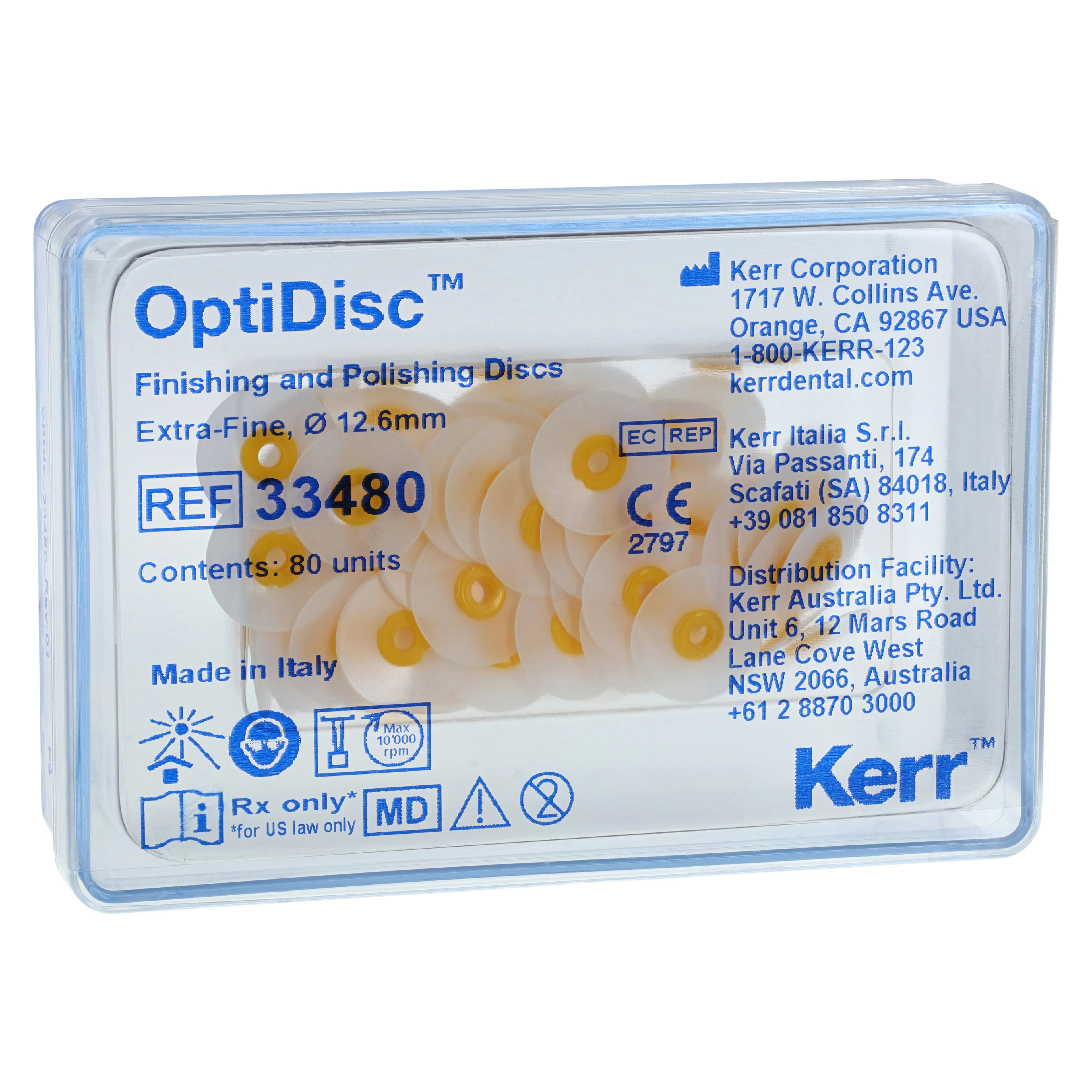 Kerr OptiDisc Finishing and Polishing Disc Refills, 12.6mm, Extra-Fine, 80/Box, #33480