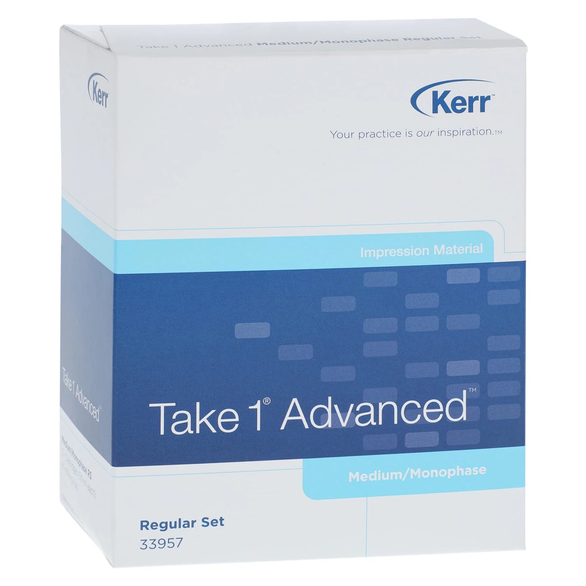 Take 1 Advanced VPS Impression Material, Medium/Monophase Body, Regular Set, Light Blue, 2 x 50 ml Cartridges with 6 Mixing Tips, Refill, 33957