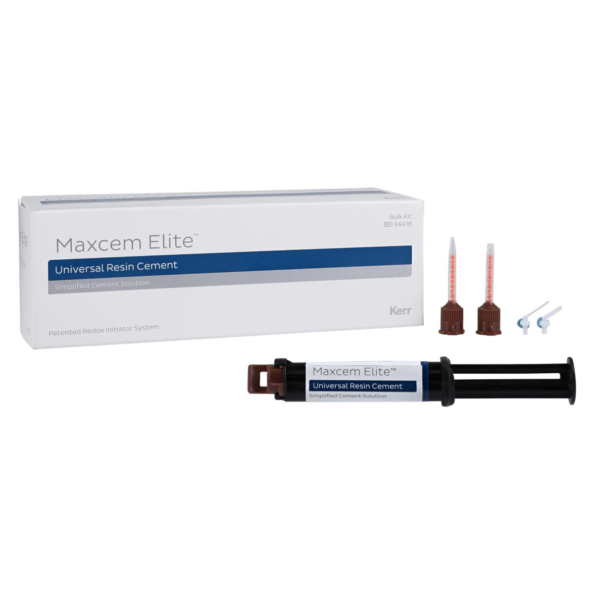 Maxcem Elite Self-Etch/Self-Adhesive Resin Cement, Bulk Pack, Clear, 4 x 5 g Dual Syringes, 34418