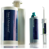 Kerr Take 1 Advanced VPS Impression Material, Volume Hard Cartridges, Medium/Monophase, Regular Set, Light Blue, 2 x 380 ml, #34688