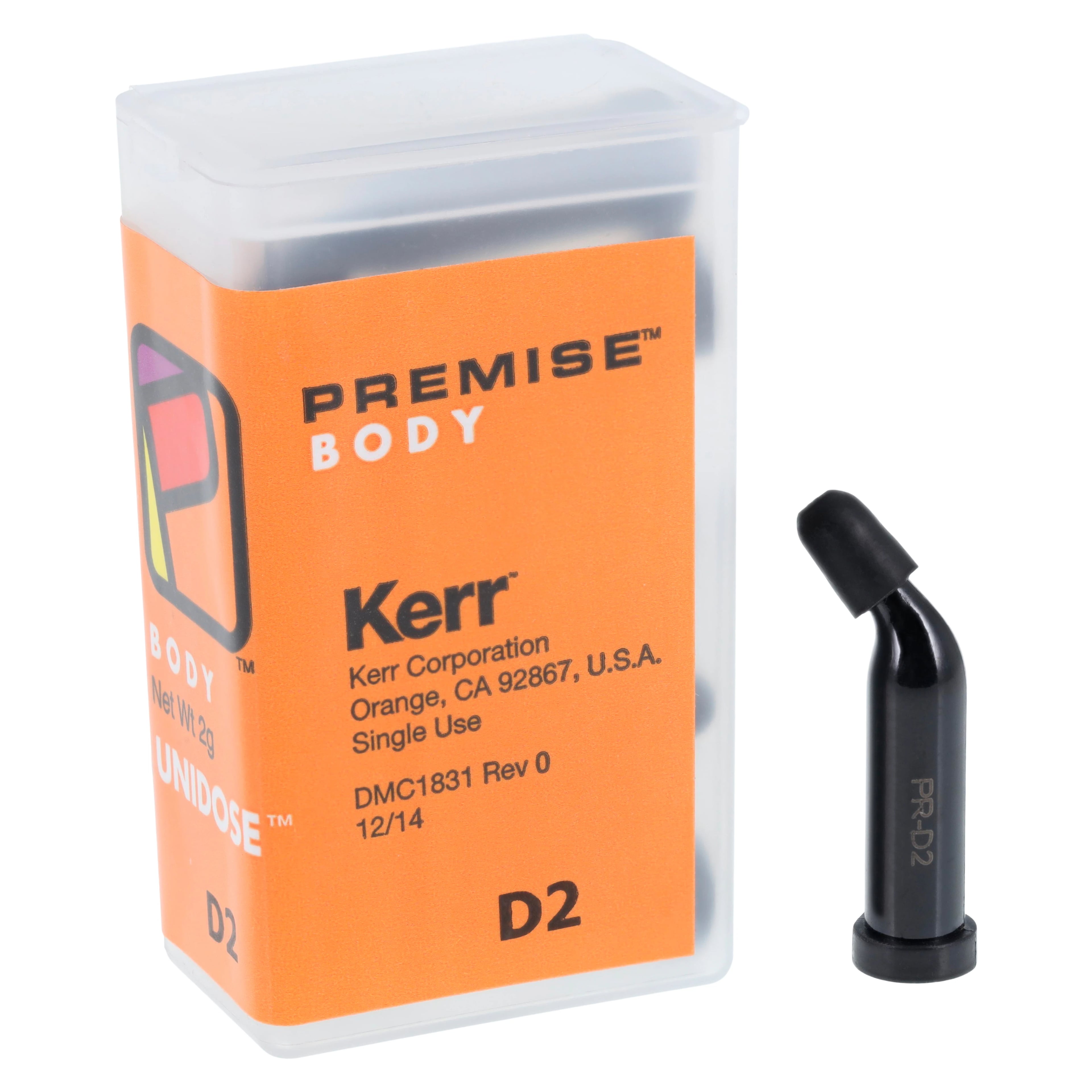 Kerr Premise Universal Nanofilled Composite, Body Shade D2, Unidose Refill, 0.2 g per Tip, 20 Tips/Box, #32663