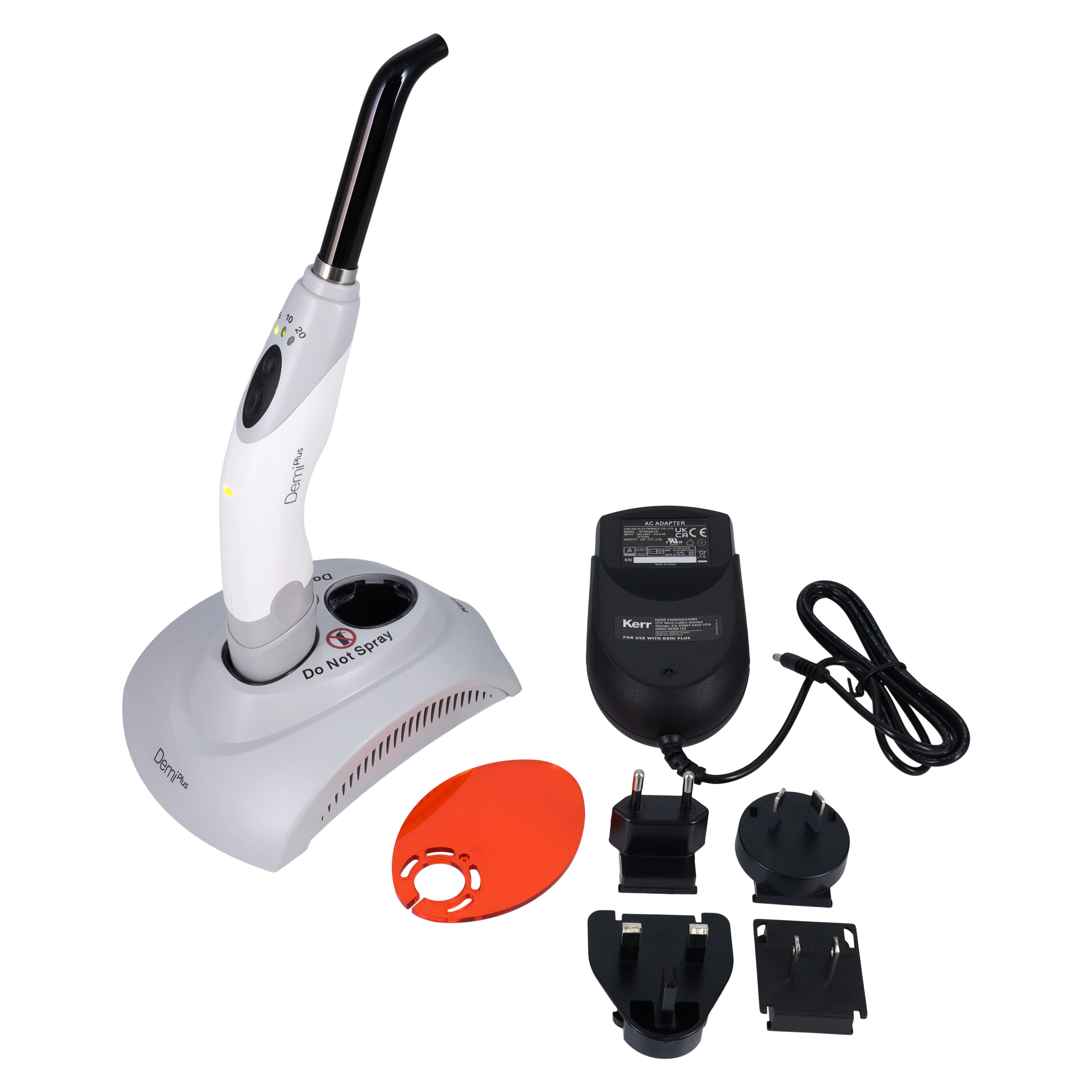 Kerr Demi Plus LED Curing Light System, Cordless, 8 mm Turbo Extended Light Guide, 1100-1330 mW/cm², 450-470 nm, 5-Second Cure, 910860-1