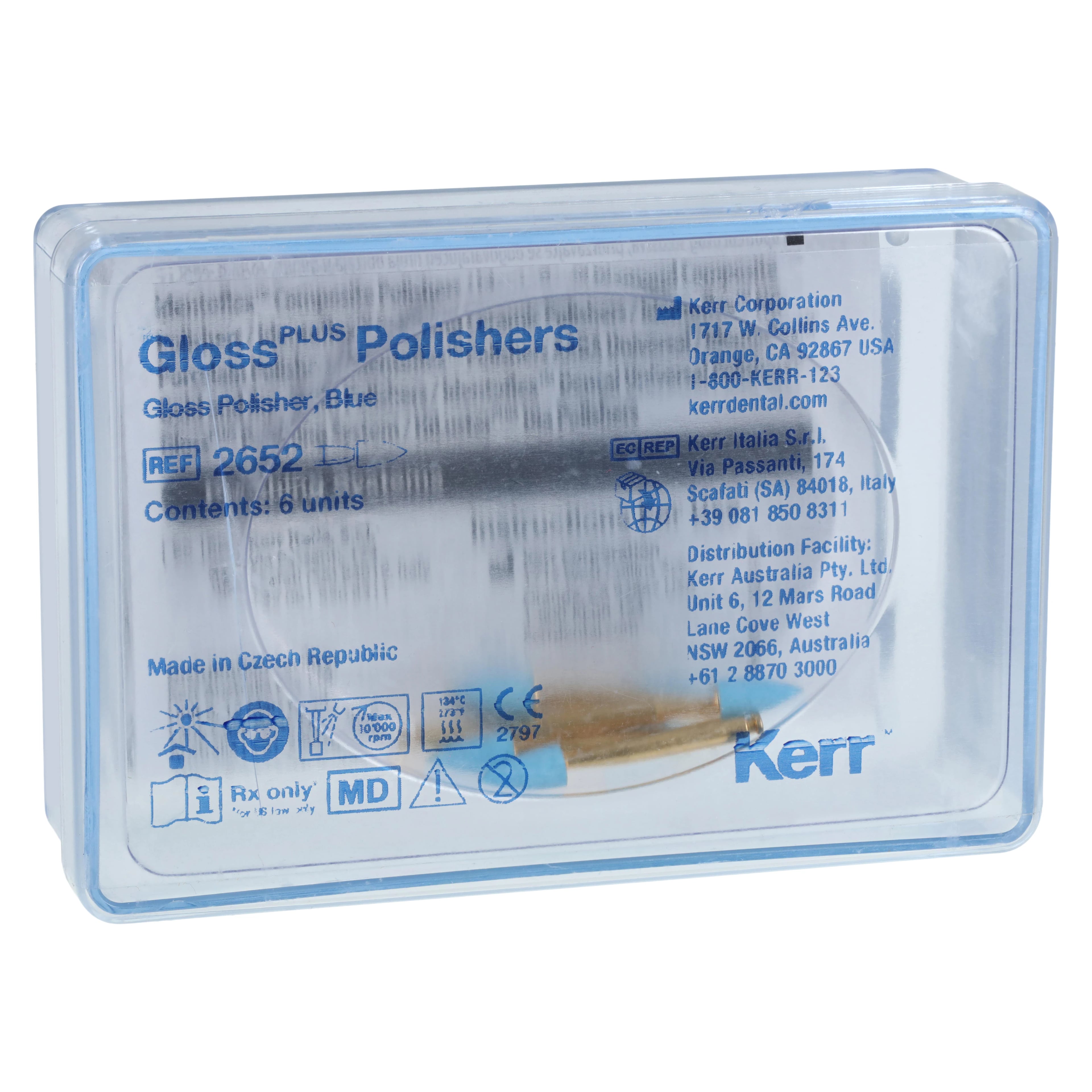 Kerr HiLuster Gloss Plus Polisher Refill, Friction Grip Medium Mini Point, Blue, #2652, 6/Pkg