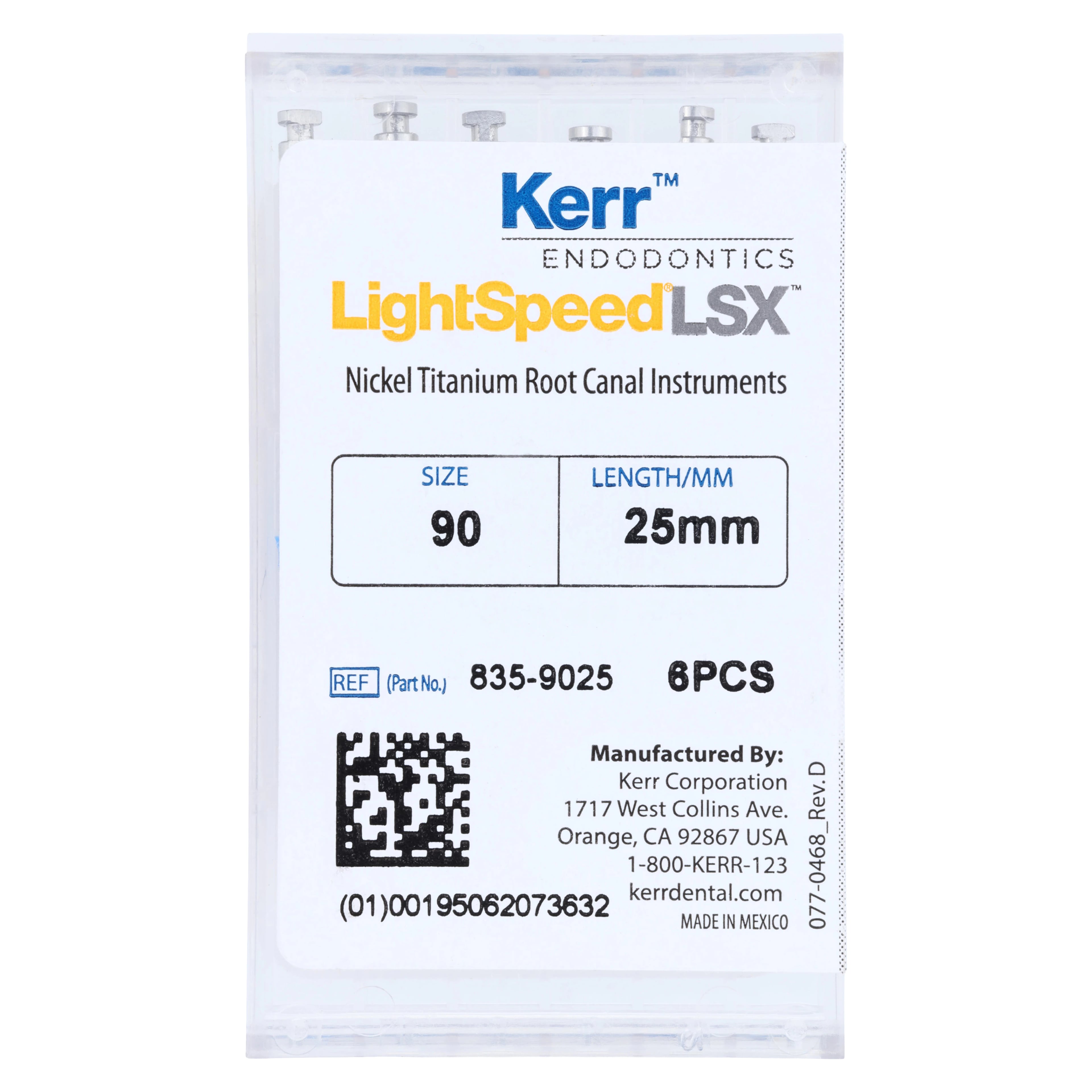 Kerr LightSpeed LSX Rotary File, Size 90, 25mm, White, 6/Pkg, LX25090