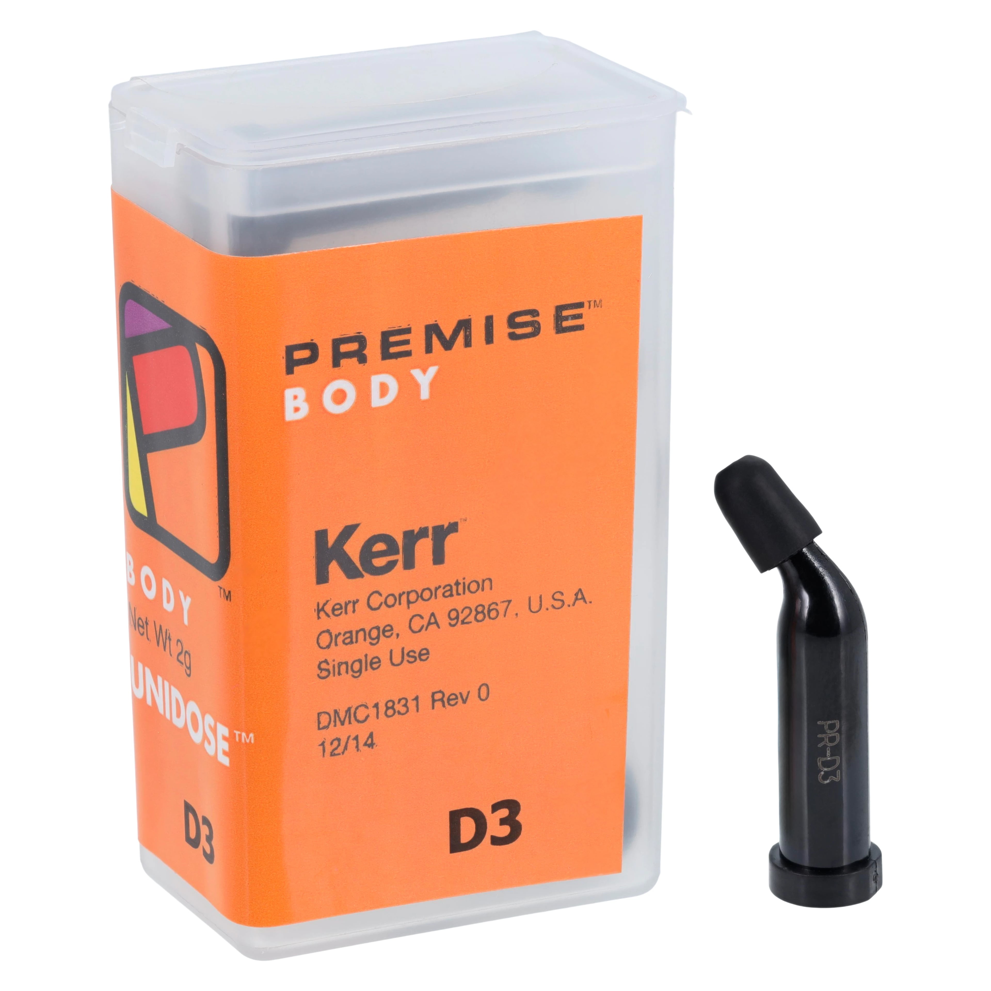 Kerr Premise Universal Nanofilled Composite, Unidose Refill, Body Shade D3, 0.2 g per Tip, 20 Tips/Box, #32664