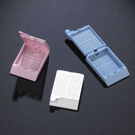 Globe Scientific Biopsy Cassette with Attached Lid, Green, Embedding Cassette