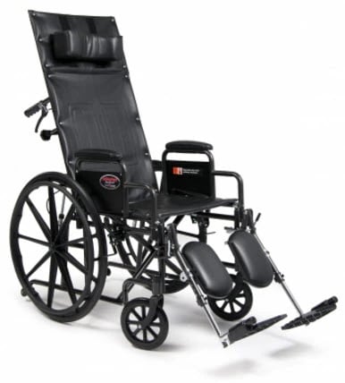 Advantage Recliner Wheelchair, 20" x 17" Full Arm Elevating Legrest, 300 lb Capacity