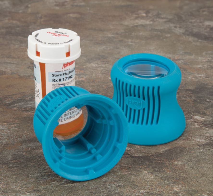 Medi-Grip Bottle Opener with Magnifier, Plastic, Blue