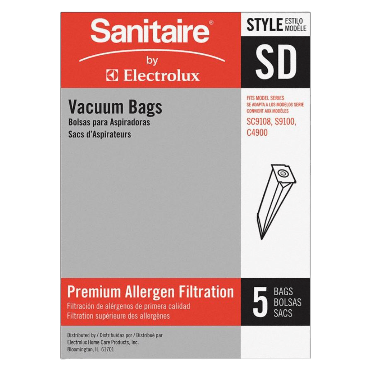 Sanitaire Vacuum Cleaner Bags, 5 per Pack, SD Series