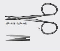 Aesculap Iris Ligature Scissors, Lateral Angle, 4-3/8" (11 cm), Stainless Steel, Non-Sterile, Reusable