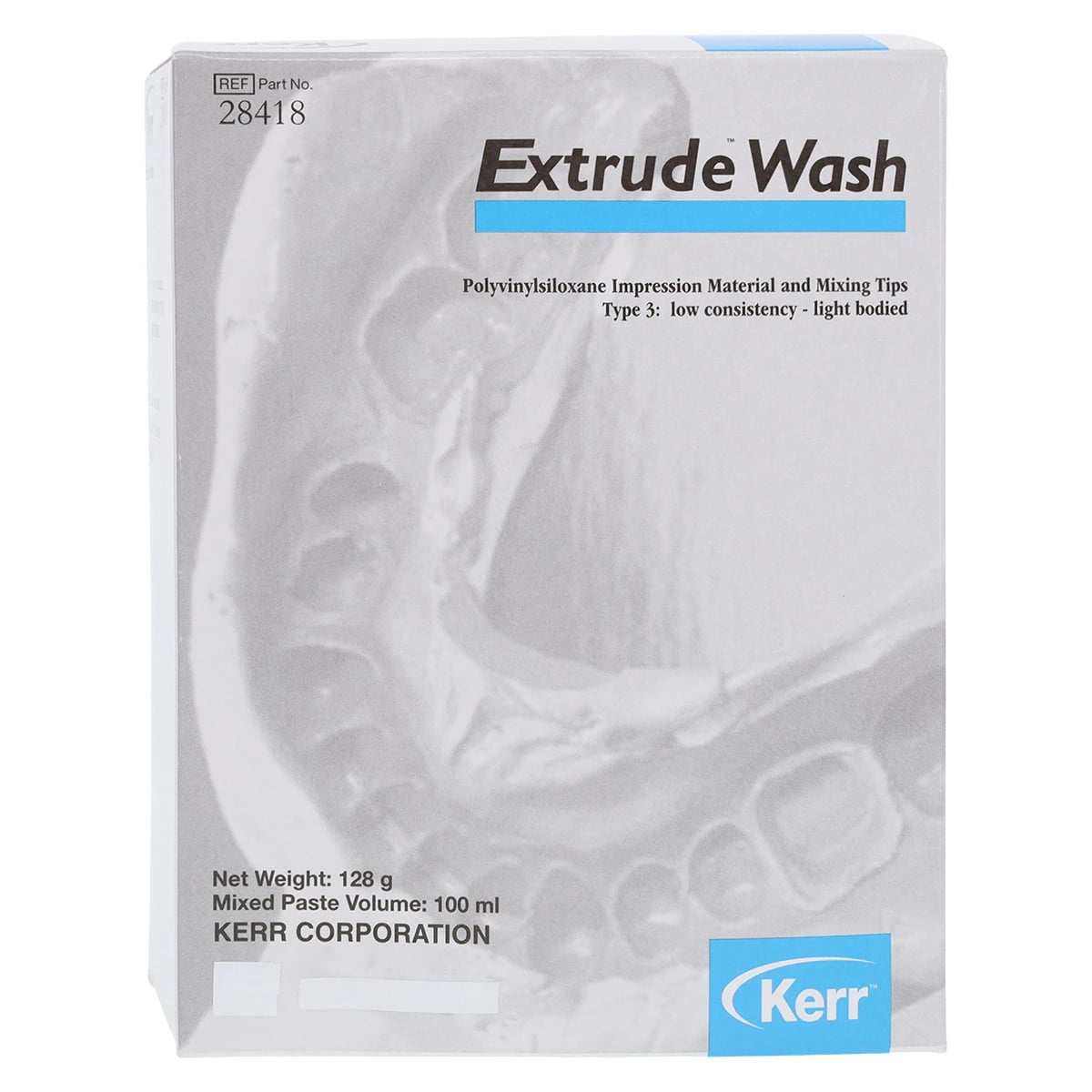 Kerr Extrude VPS Impression Material, Light Body Wash, Blue, 50 mL Cartridges, 2/Pk, 28418