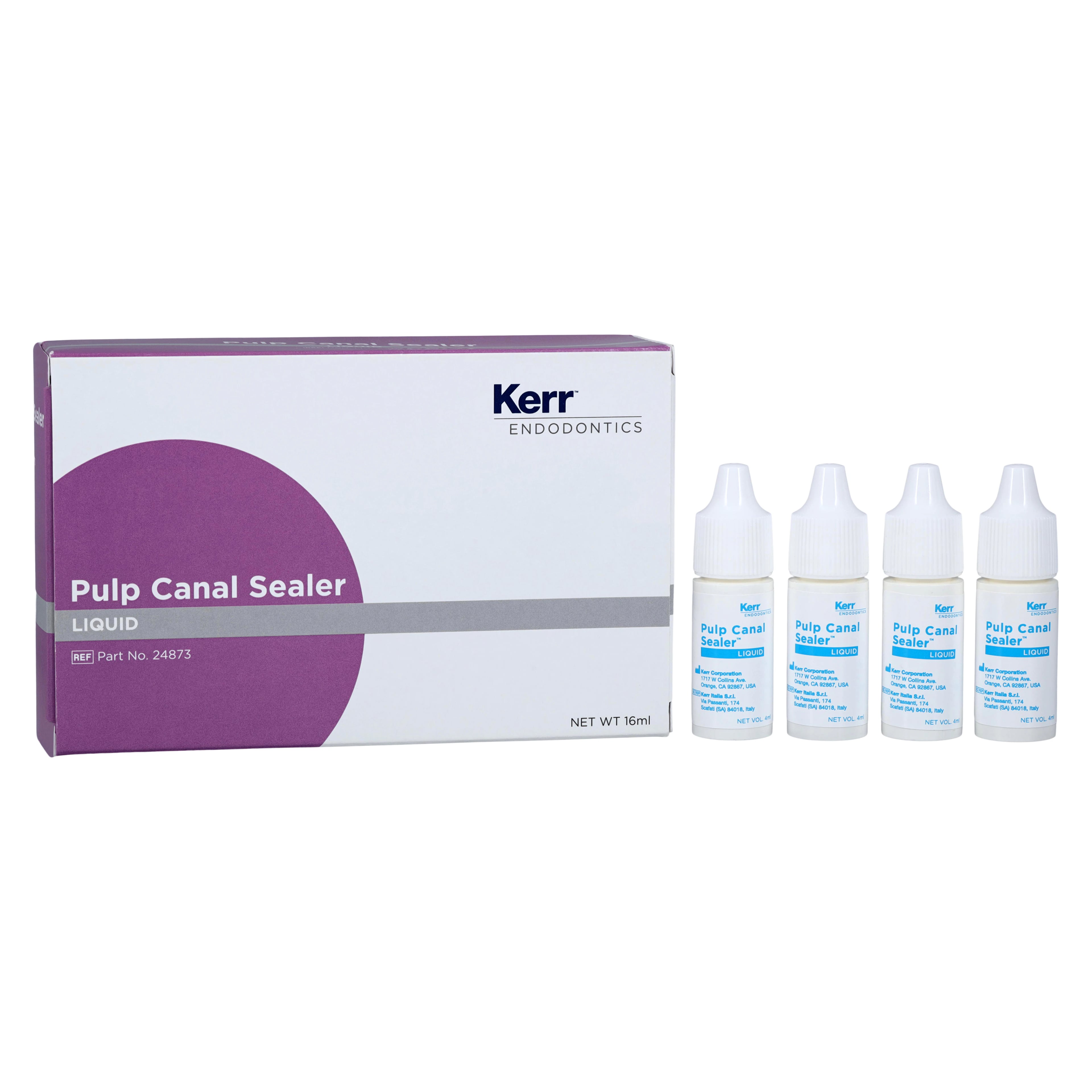 Kerr Pulp Canal Sealer Liquid Refill, 4 mL Bottles, 4/Pkg, #24873