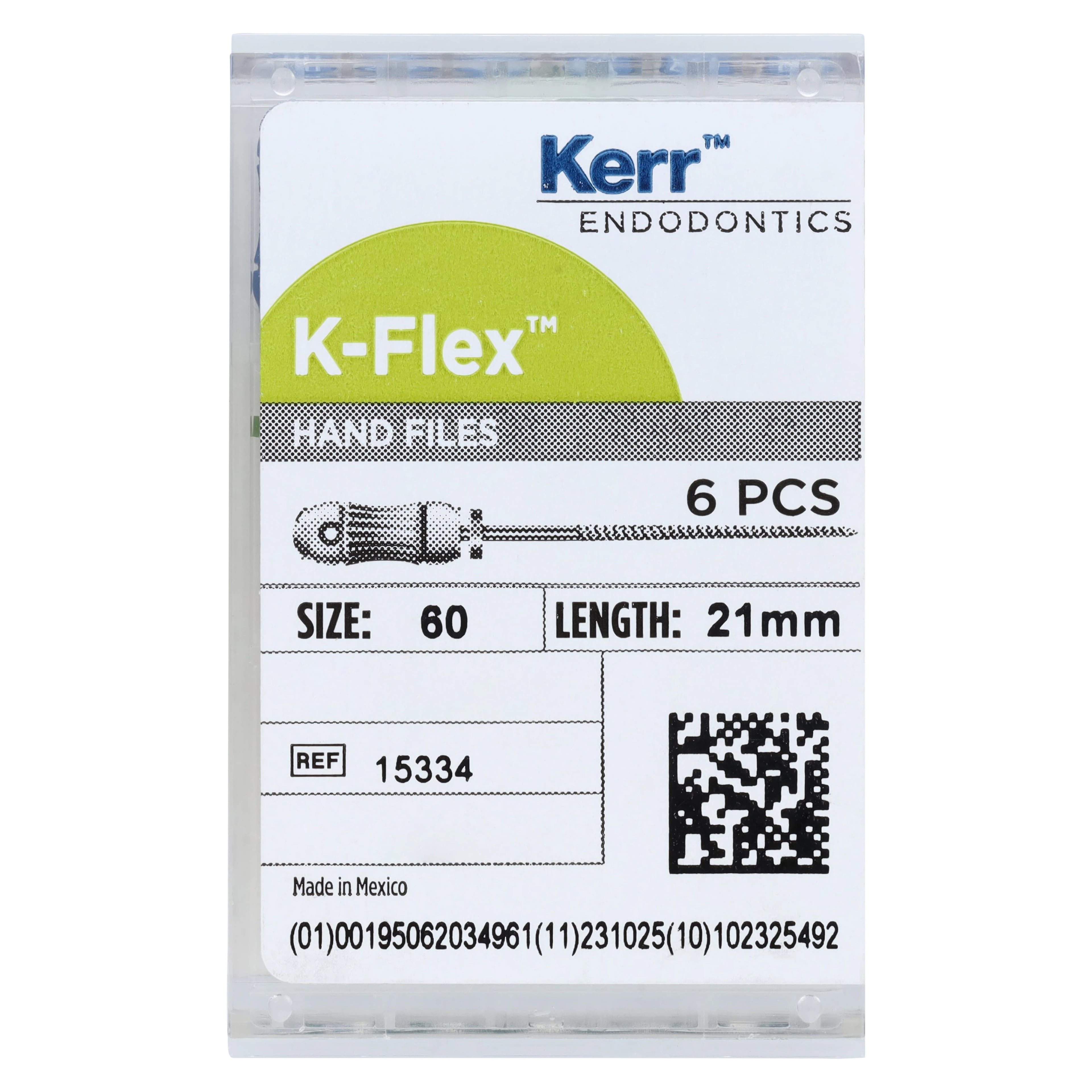 Kerr K-Flex Endodontic Files, #60 Blue, 21mm, Stainless Steel, 6/Pack, 15334