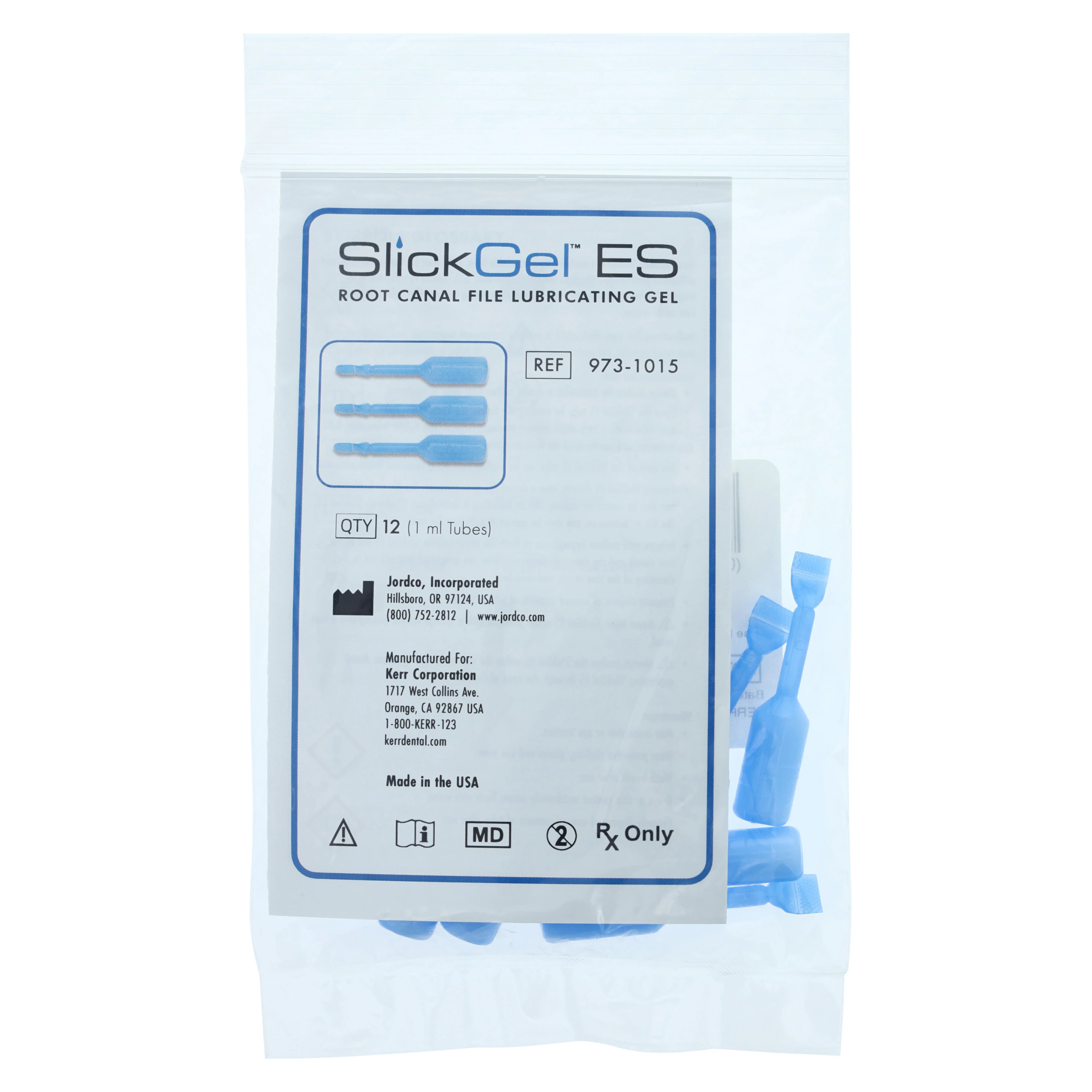 Kerr SlickGel ES Endodontic Canal Lubricant, 1 mL MicroDose Polytubes, 12/Pkg, 973-1015