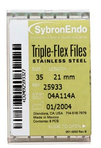 Kerr Triple-Flex Stainless Steel Endodontic Hand Files, Size #45, White, 21 mm, 6/Box, 25936