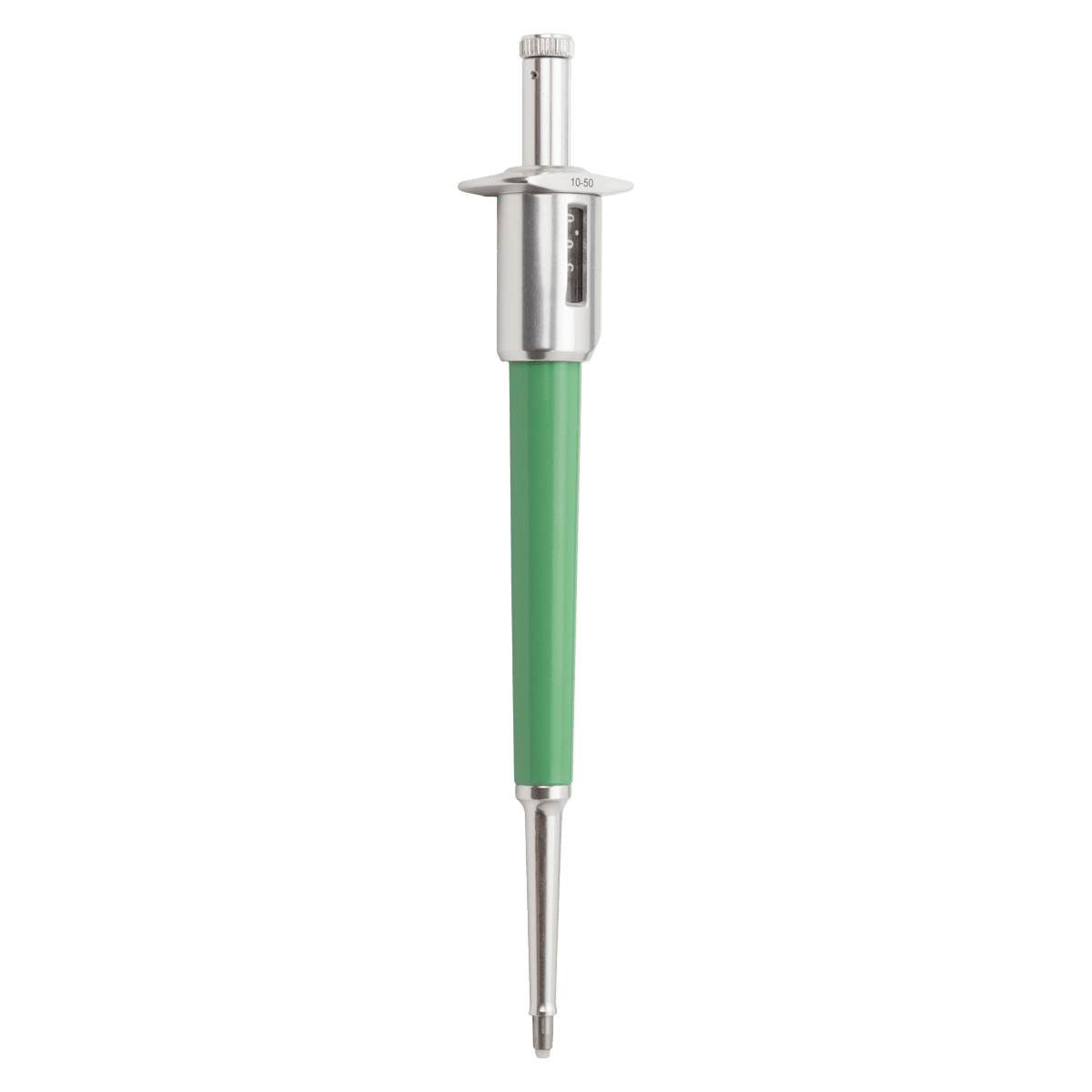 MLA Digital Adjustable Volume Pipette, 10-50 µL, 0.5 µL Increments, Green