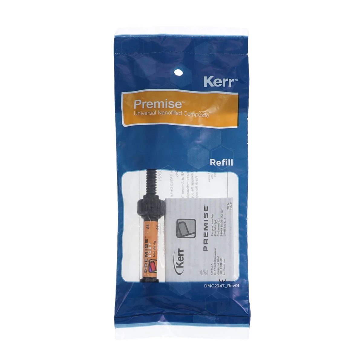 Kerr Premise Universal Nanofilled Composite Restorative, Body Shade A4, 4g Syringe Refill, #32621