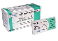 AD Surgical Unify Nylon Monofilament Suture, 6-0, 18", P-1 Reverse Cutting 3/8 Circle Needle 11mm, Black, Non-Absorbable, 12/Box