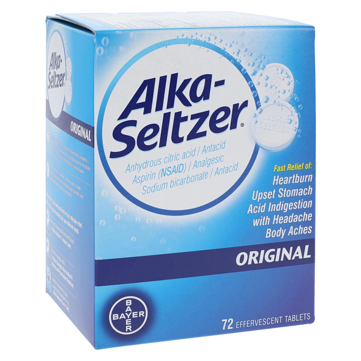 Alka-Seltzer Original Pain Reliever Tablets, 325mg, 72/Box